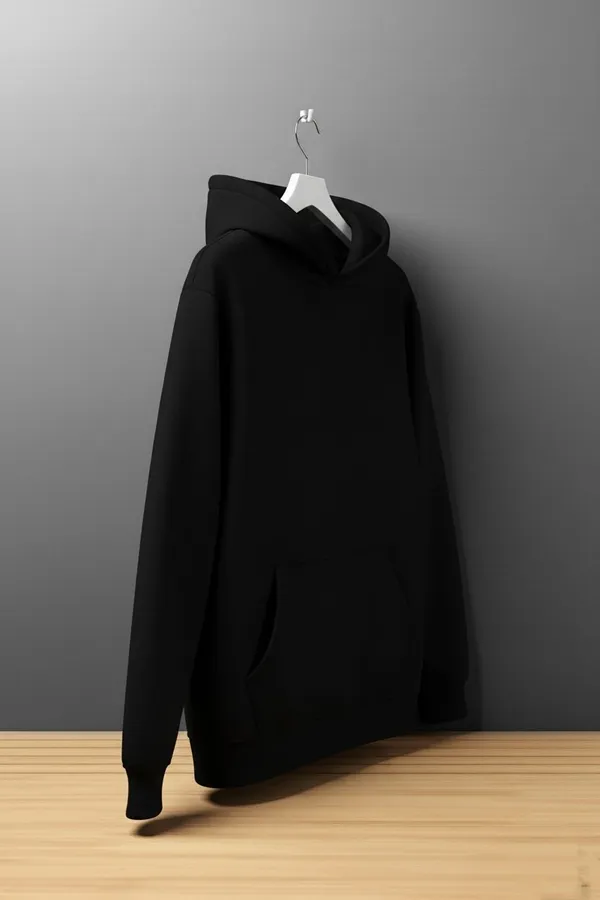 Black_Solid_Polycotton_Full_Sleeve_Hooded_Neck_Sweatshirt_For_Men_&_Women