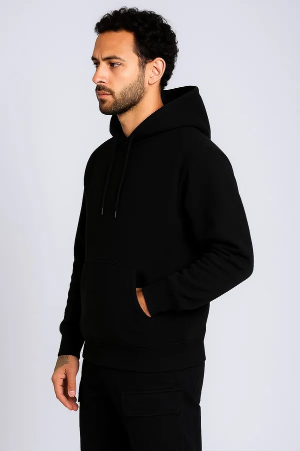 Black_Solid_Fleece_Full_Sleeve_Hooded_Neck_Sweatshirt_For_Men
