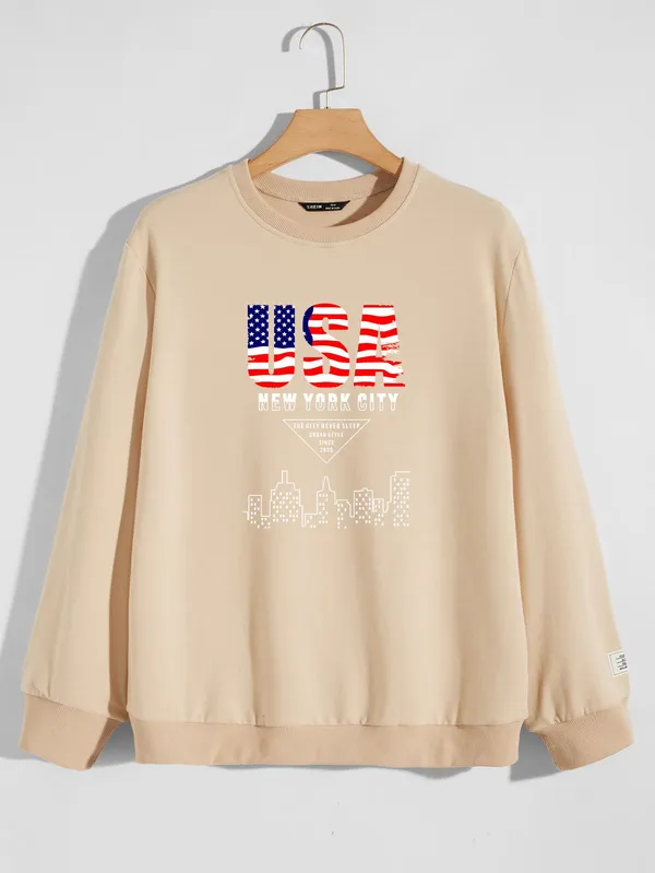 Cream_Graphic_Print_Fleece_Full_Sleeve_Round_Neck_Sweatshirt_For_Men