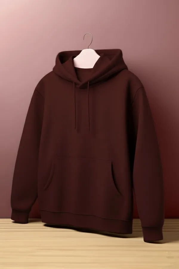 Maroon_Solid_Polycotton_Full_Sleeve_Hooded_Neck_Sweatshirt_For_Men_&_Women