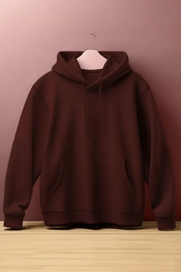 Maroon_Solid_Polycotton_Full_Sleeve_Hooded_Neck_Sweatshirt_For_Men_&_Women