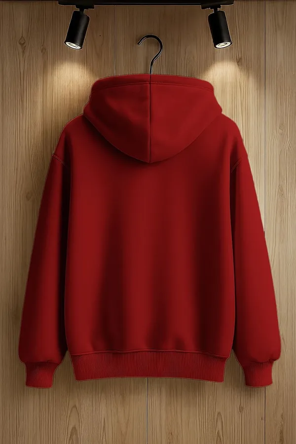 Maroon_Solid_Fleece_Full_Sleeve_Hooded_Neck_Sweatshirt_For_Men