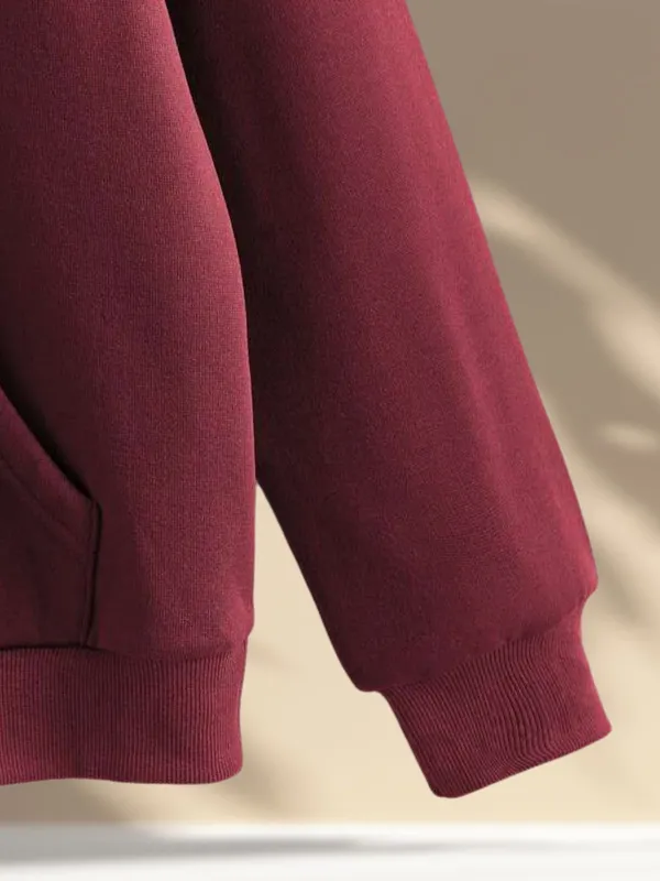 Maroon_Solid_Cotton_Blend_Full_Sleeve_Hooded_Neck_Sweatshirt_For_Men_&_Women