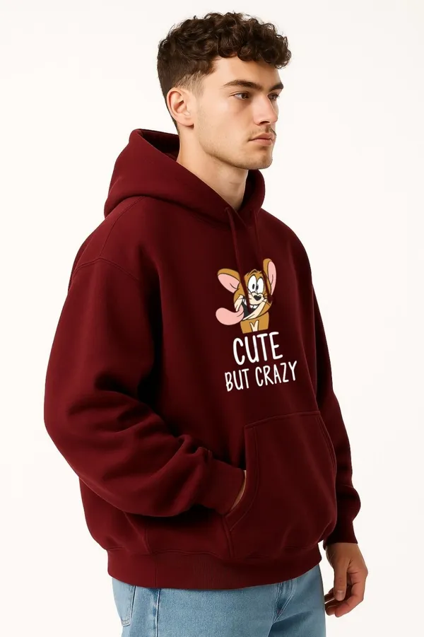 Maroon_Printed_Fleece_Full_Sleeve_Hooded_Neck_Sweatshirt_For_Men
