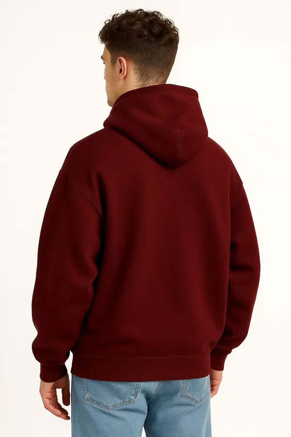 Maroon_Printed_Fleece_Full_Sleeve_Hooded_Neck_Sweatshirt_For_Men