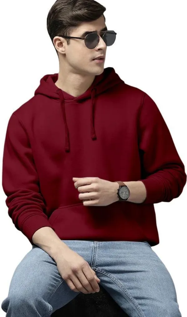 Maroon_Solid_Cotton_Blend_Full_Sleeve_Hooded_Neck_Sweatshirt_For_Men