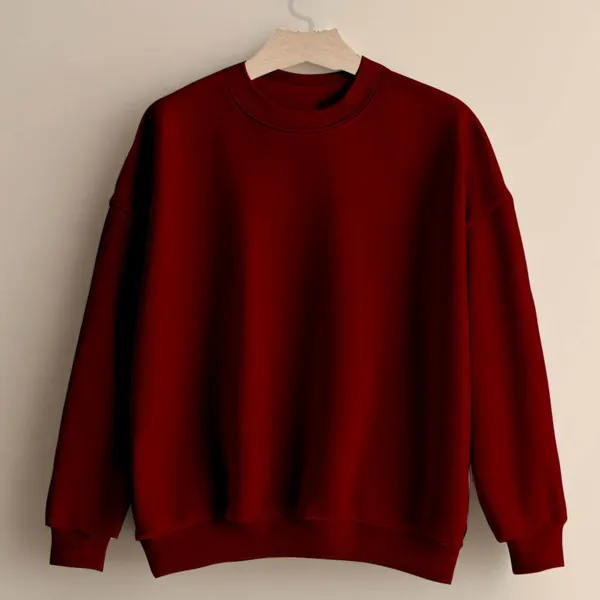 Maroon_Solid_Fleece_Full_Sleeve_Round_Neck_Sweatshirt_For_Women