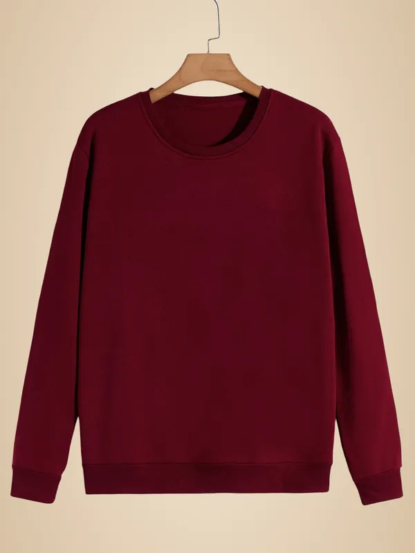 Maroon_Solid_Fleece_Full_Sleeve_Round_Neck_Sweatshirt_For_Men