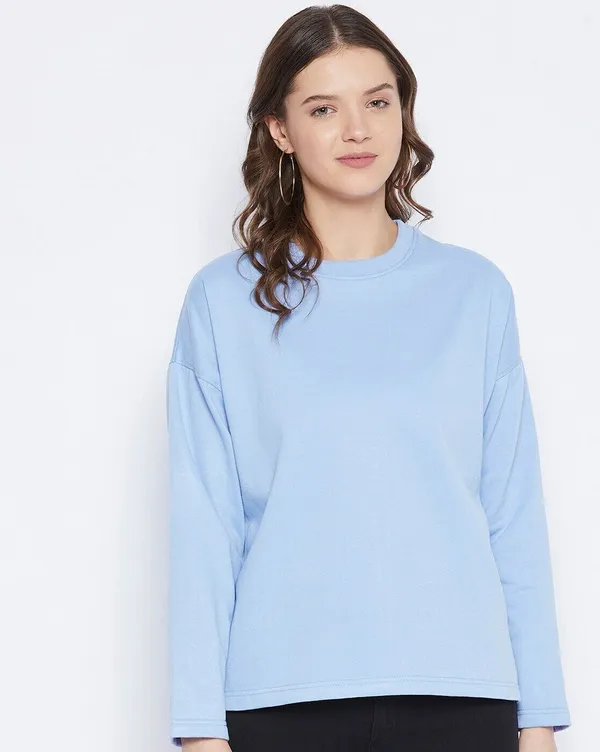 Sky_Blue_Solid_Wool_Full_Sleeve_Round_Neck_Sweatshirt_For_Women