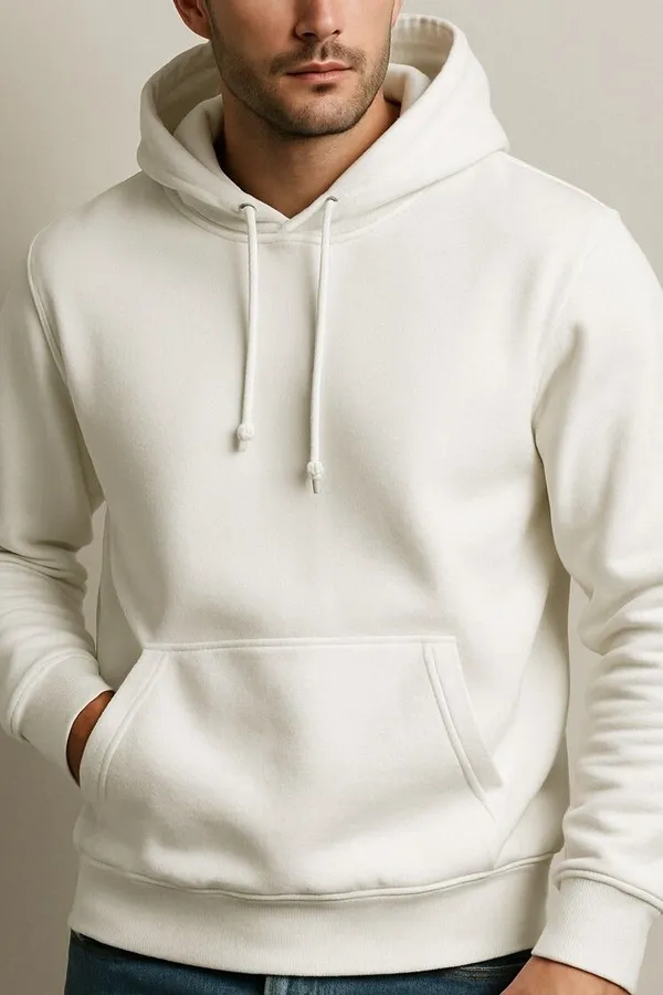White_Solid_Cotton_Blend_Full_Sleeve_Hooded_Neck_Sweatshirt_For_Men