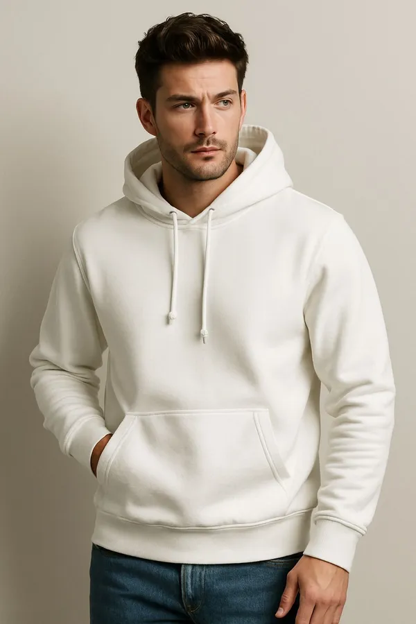 White_Solid_Cotton_Blend_Full_Sleeve_Hooded_Neck_Sweatshirt_For_Men