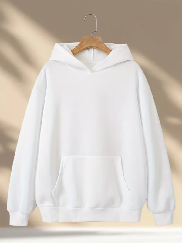 White_Solid_Cotton_Blend_Full_Sleeve_Hooded_Neck_Sweatshirt_For_Men_&_Women