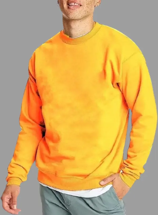 Yellow_Solid_Fleece_Blend_Full_Sleeve_Round_Neck_Sweatshirt_For_Men