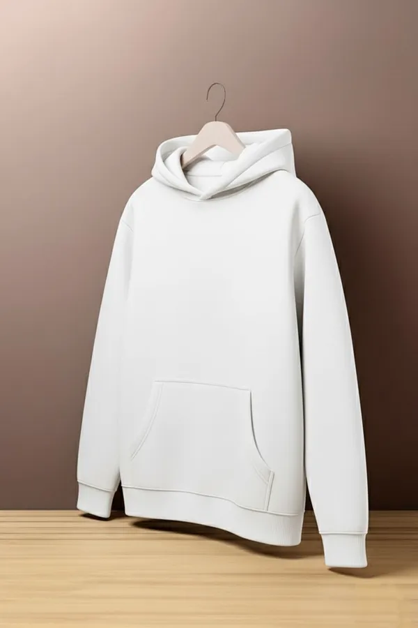 White_Solid_Polycotton_Full_Sleeve_Hooded_Neck_Sweatshirt_For_Men_&_Women