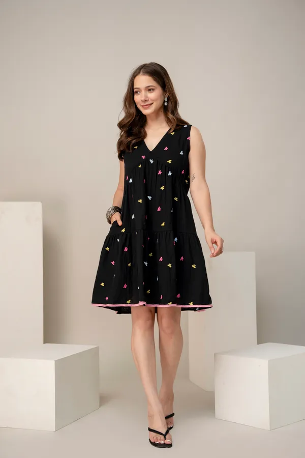 Black_Cotton_Floral_Print_Tiered_Fit_and_Flare_Dress_for_Women