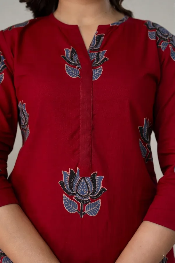 Red_Pure_Cotton_Premium_Coord_Set_For_Women