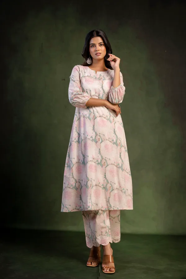 White_And_Pink_Pure_Cotton_Premium_A_Line_Suit_For_Women