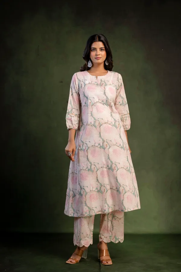 White_And_Pink_Pure_Cotton_Premium_A_Line_Suit_For_Women