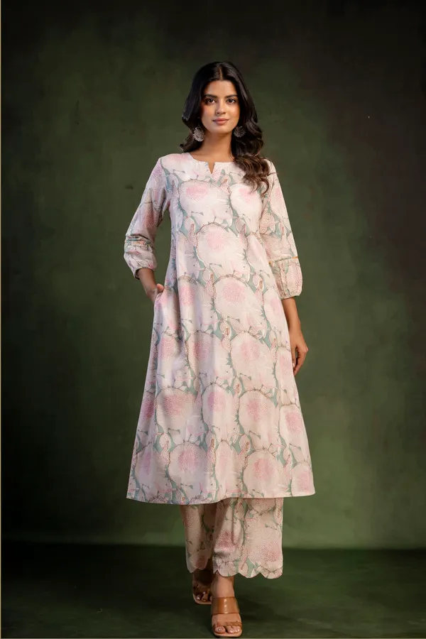 White_And_Pink_Pure_Cotton_Premium_A_Line_Suit_For_Women