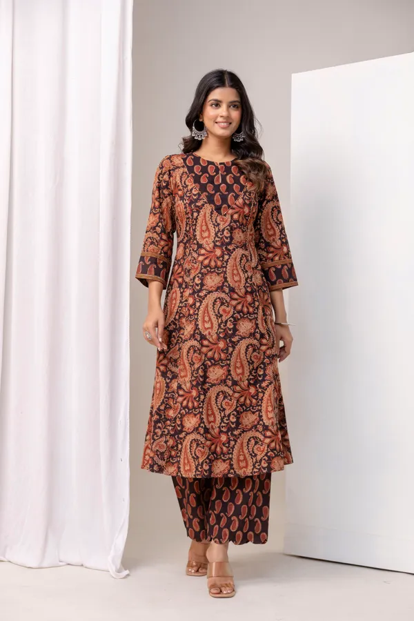 Brown_And_Black_Pure_Cotton_Premium_A_Line_Suit_For_Women
