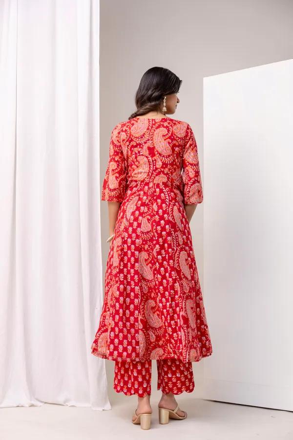 Peach_Pure_Cotton_Premium_Angarkha_Set_For_Women