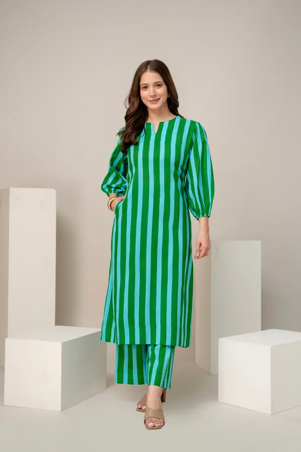 Green_And_Blue_Cotton_Striped_Kurta_for_Women