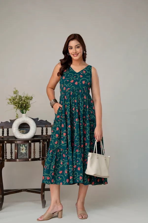 Green_Pure_Cotton_Premium_Midi_Dresses_For_Women