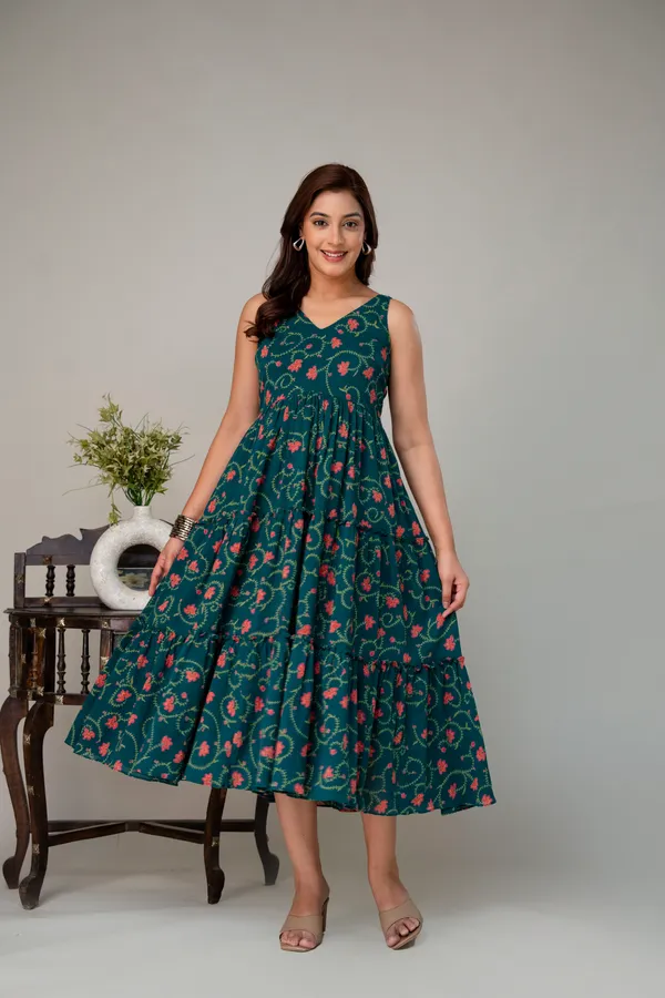 Green_Pure_Cotton_Premium_Midi_Dresses_For_Women