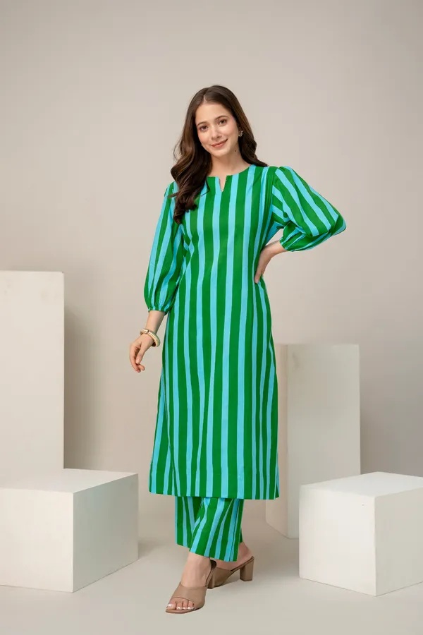 Green_And_Blue_Cotton_Striped_Kurta_for_Women