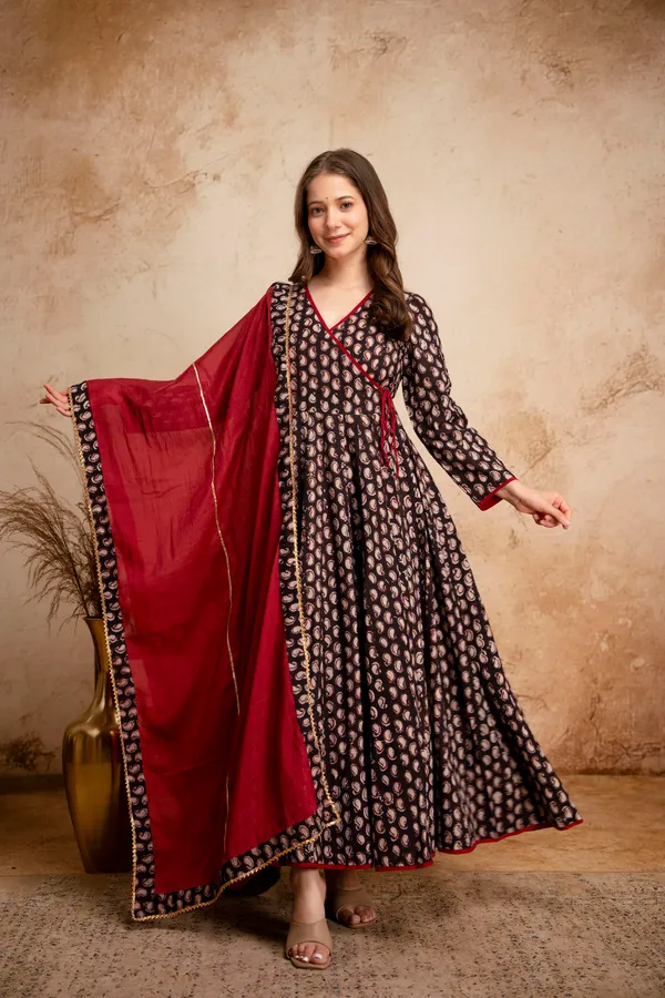Black_Cotton_Paisley_Print_Wrap_Dress_for_Women