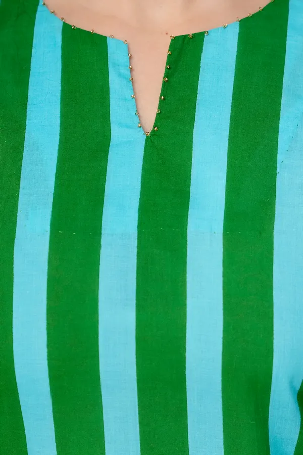 Green_And_Blue_Cotton_Striped_Kurta_for_Women