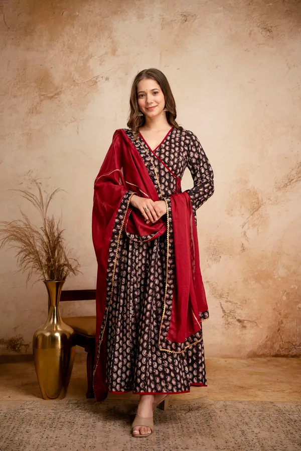 Black_Cotton_Paisley_Print_Wrap_Dress_for_Women
