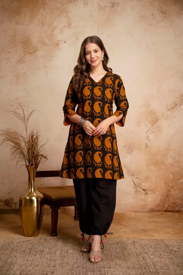 Black_Cotton_Paisley_Print_Kurta_with_Palazzo_for_Women