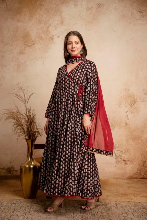 Black_Cotton_Paisley_Print_Wrap_Dress_for_Women