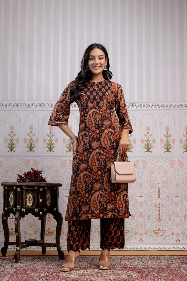 Dark_Brown_And_Black_Pure_Cotton_Premium_Straight_Suit_For_Women