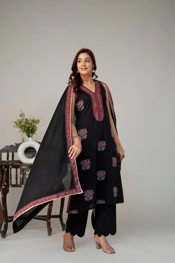 Black_Pure_Cotton_Premium_Straight_Suit_With_Dupatta_For_Women
