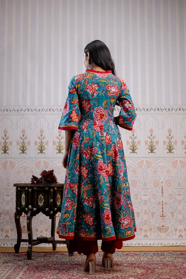 Blue_And_Red_Pure_Cotton_Premium_Angarkha_Set_For_Women
