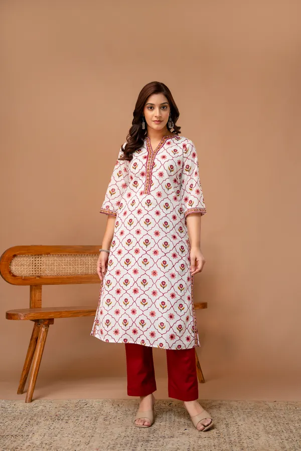 White_And_Pink_Pure_Cotton_Premium_Straight_Suit_For_Women