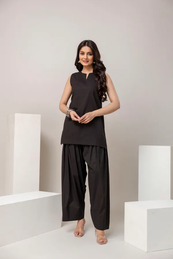 Black_Pure_Cotton_Premium_Coord_Set_Farsi_For_Women