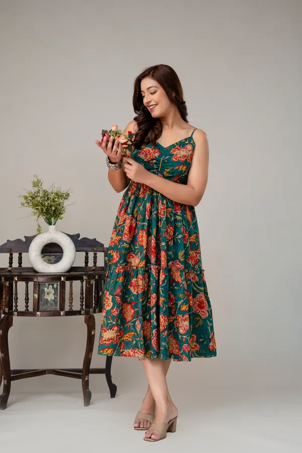 Green_Pure_Cotton_Premium_Midi_Dresses_For_Women