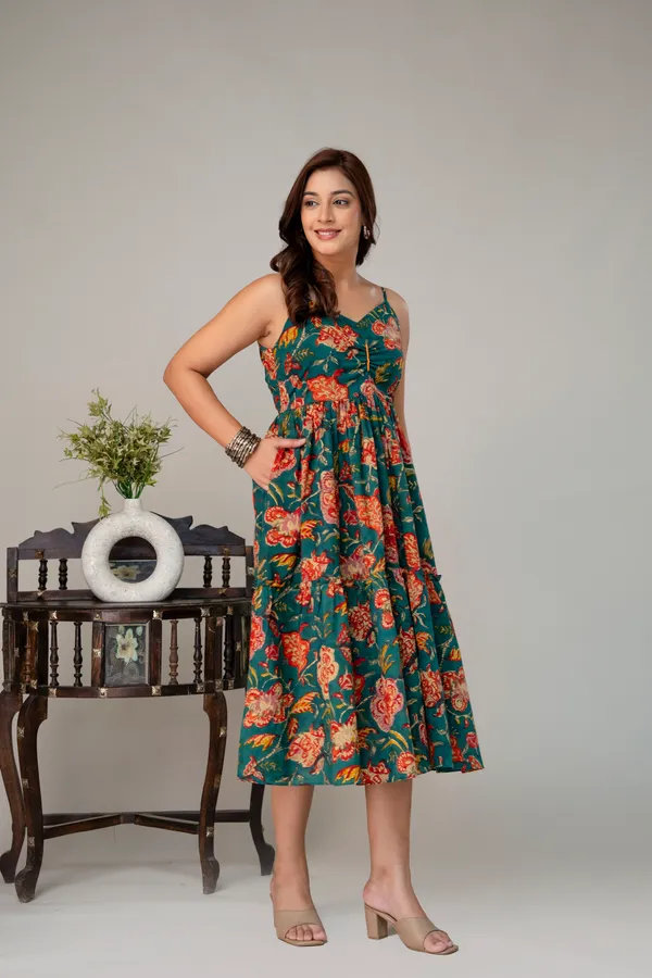 Green_Pure_Cotton_Premium_Midi_Dresses_For_Women