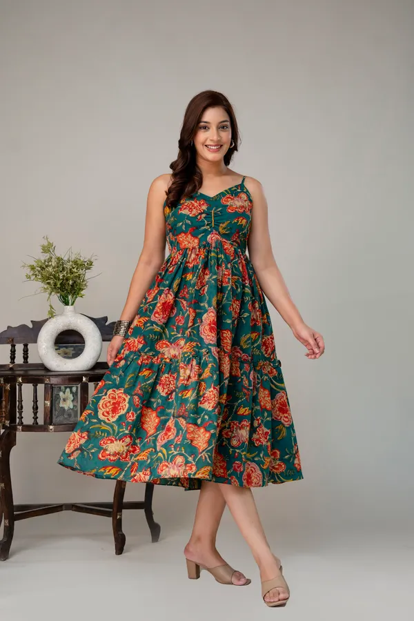 Green_Pure_Cotton_Premium_Midi_Dresses_For_Women