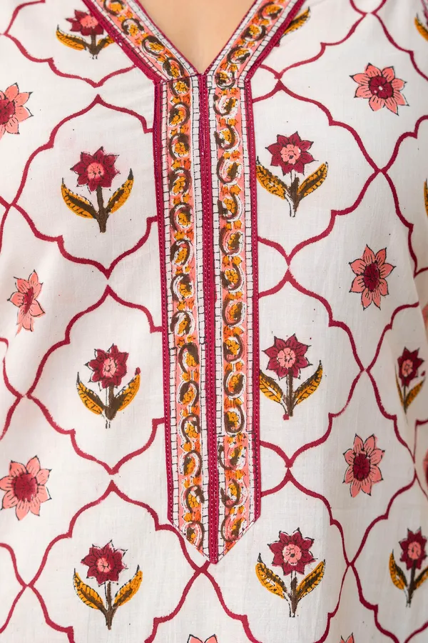 White_And_Pink_Pure_Cotton_Premium_A_Line_Suit_For_Women