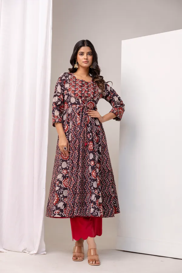 Black_Pure_Cotton_Premium_Angarkha_Set_For_Women