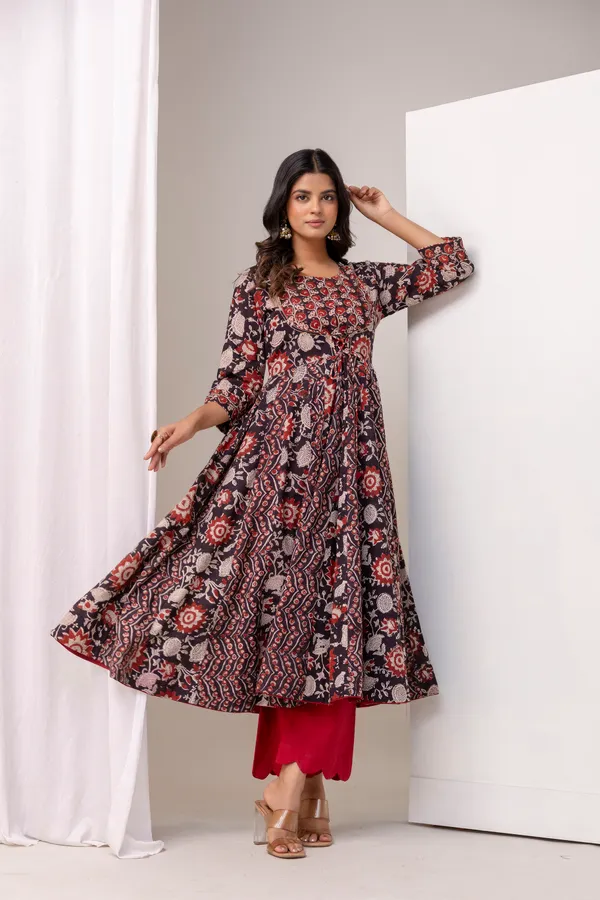 Black_Pure_Cotton_Premium_Angarkha_Set_For_Women