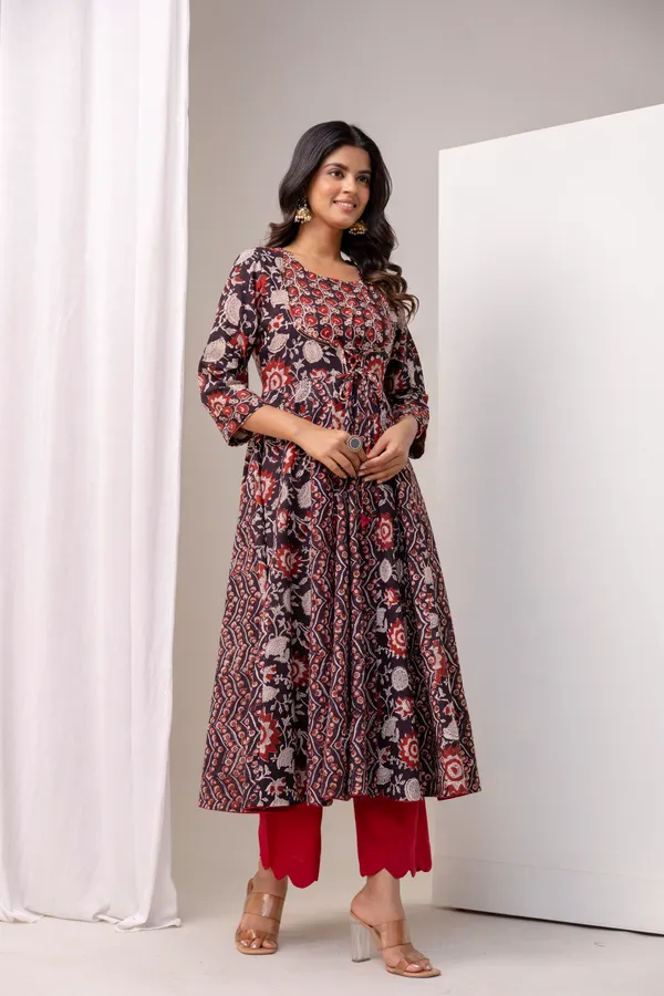 Black_Pure_Cotton_Premium_Angarkha_Set_For_Women