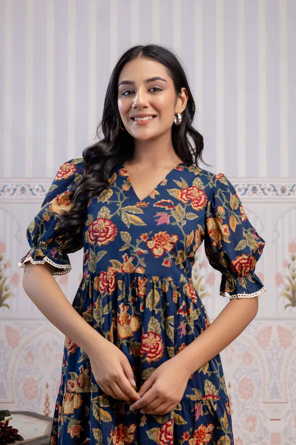 Blue_Pure_Cotton_Premium_Midi_Dresses_For_Women
