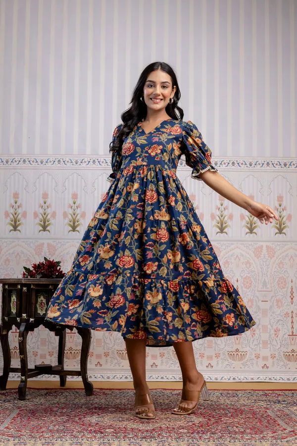 Blue_Pure_Cotton_Premium_Midi_Dresses_For_Women