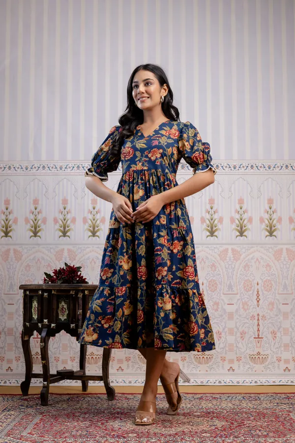 Blue_Pure_Cotton_Premium_Midi_Dresses_For_Women