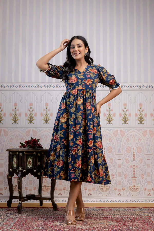 Blue_Pure_Cotton_Premium_Midi_Dresses_For_Women